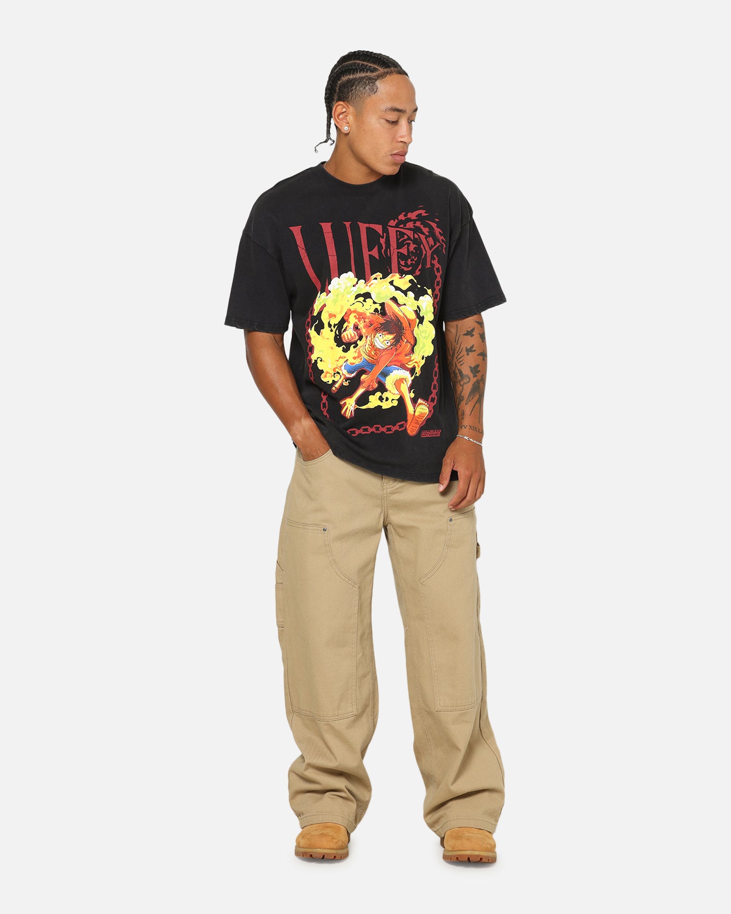 73Studio X One Piece Luffy Vintage T-Shirt Off Black | Culture