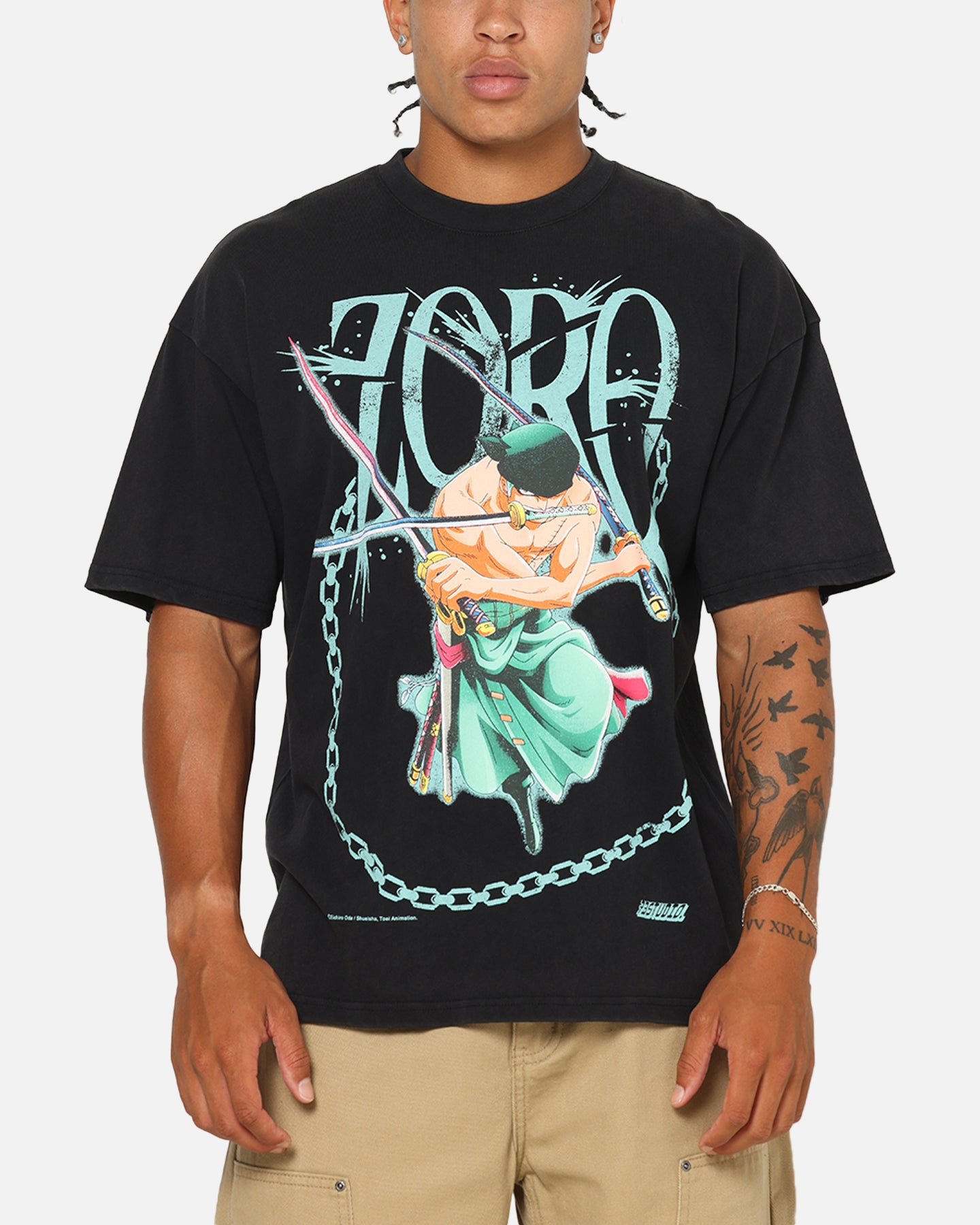 73Studio X One Piece Zoro Vintage T-Shirt Off Black | Culture Kings NZ