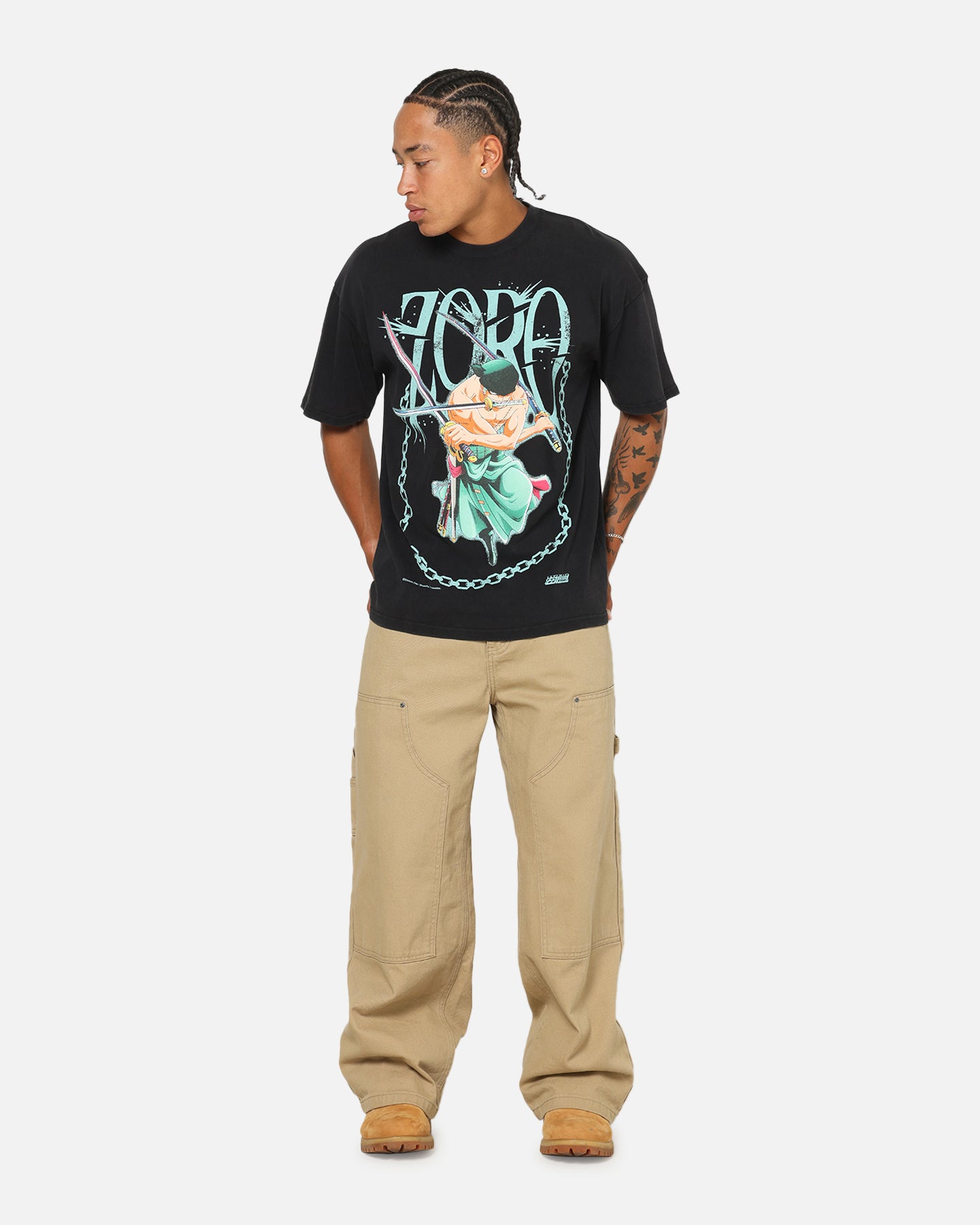 73Studio X One Piece Zoro Vintage T-Shirt Off Black | Culture Kings NZ