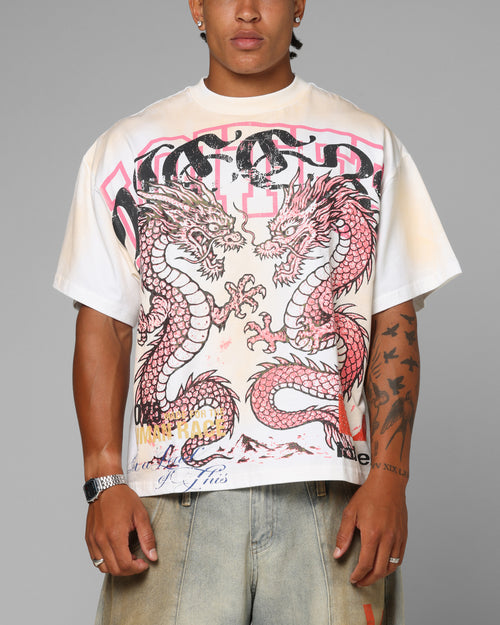 Loiter Dragon Rhinestone T-Shirt White