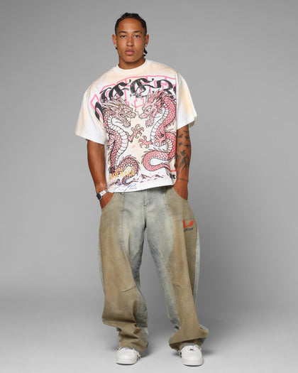 Loiter Dragon Rhinestone T-Shirt White