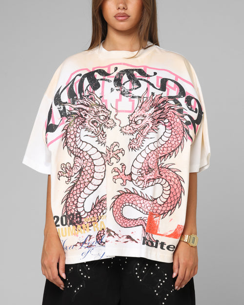 Loiter Dragon Rhinestone T-Shirt White
