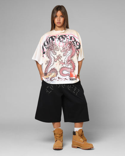Loiter Dragon Rhinestone T-Shirt White