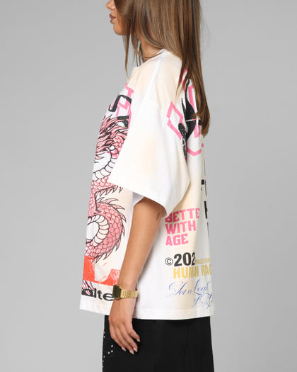 Loiter Dragon Rhinestone T-Shirt White