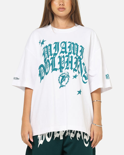 Mitchell & Ness Miami Dolphins Stars & Text Boxy T-Shirt White