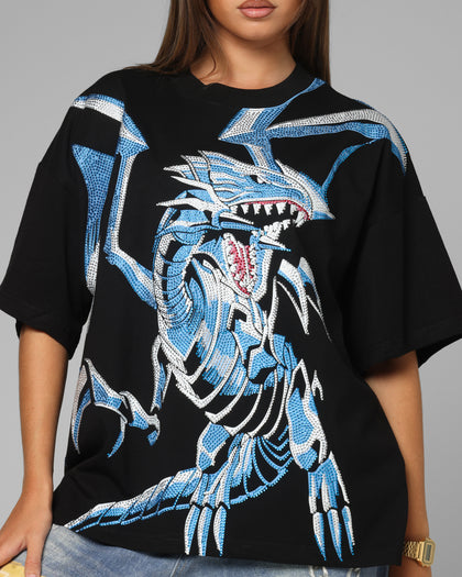 Loiter X Yu-Gi-Oh! Blue Eyes White Dragon T-Shirt Black