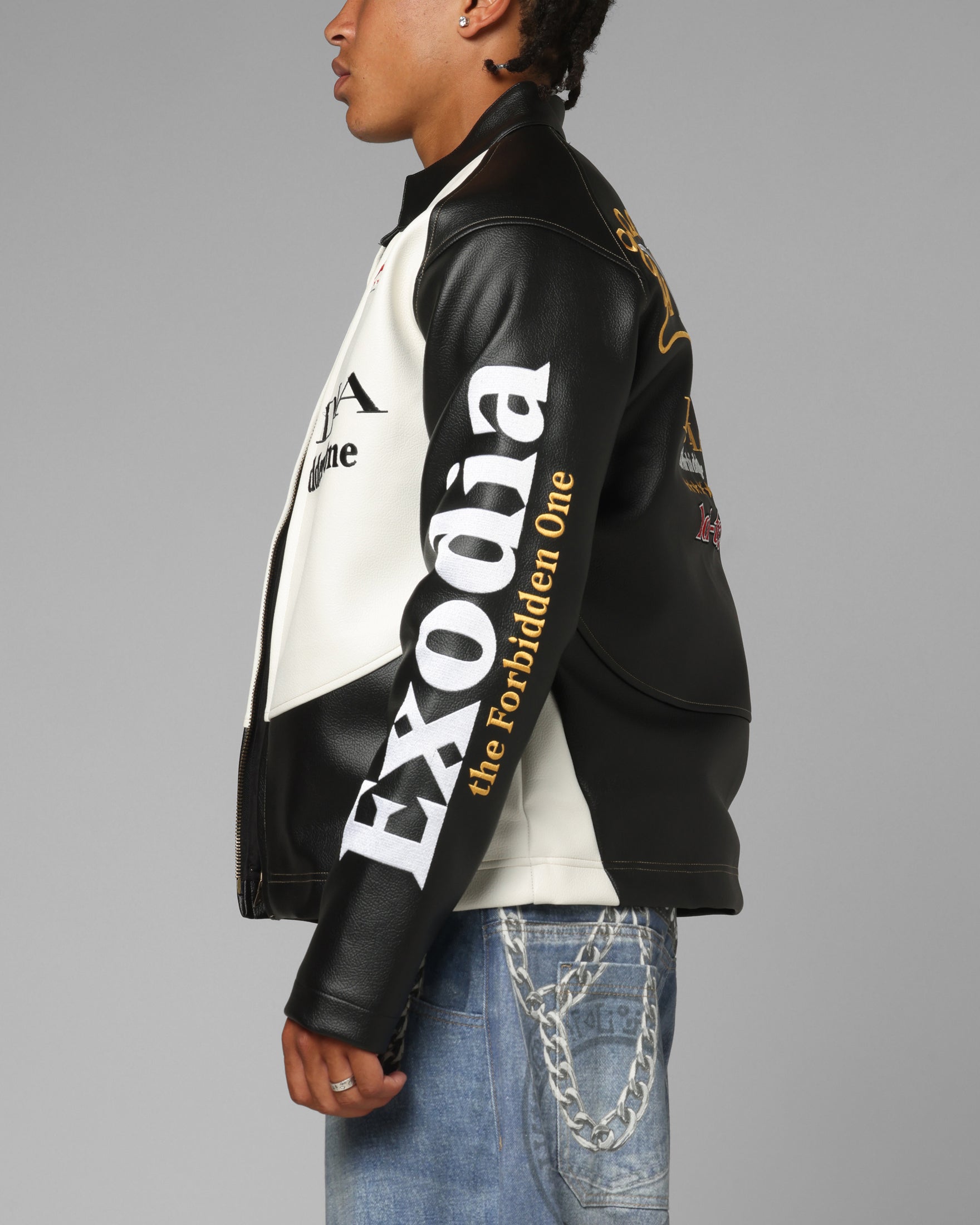 Loiter X Yu-Gi-Oh! Exodia Biker Jacket Black/Off White | Culture