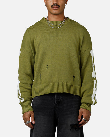 MNML Skeleton Knit Sweater Moss