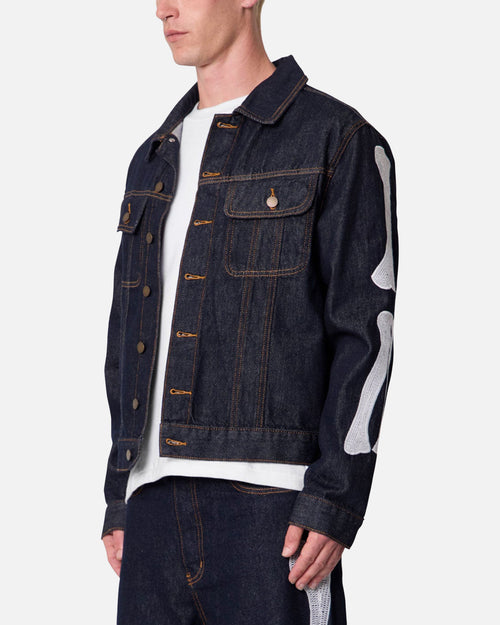 MNML Raw Skeleton Trucker Jacket Rinse Indigo