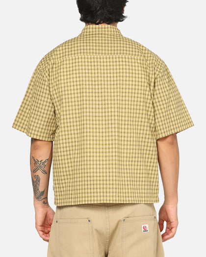 Carre Checkered Boxy Button Up Shirt Yellow Check