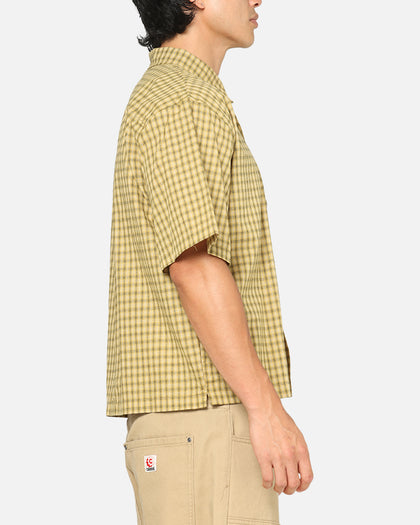 Carre Checkered Boxy Button Up Shirt Yellow Check