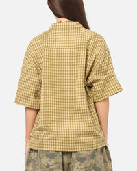 Carre Checkered Boxy Button Up Shirt Yellow Check
