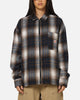 Carre Ombre Zip Up Long Sleeve Shirt Black Plaid