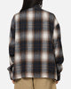 Carre Ombre Zip Up Long Sleeve Shirt Black Plaid