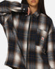 Carre Ombre Zip Up Long Sleeve Shirt Black Plaid