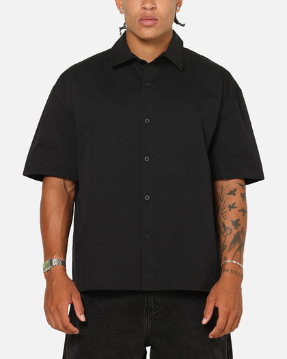 Saint Morta Pearl Script Button Up Shirt Black