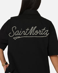 Saint Morta Pearl Script Button Up Shirt Black