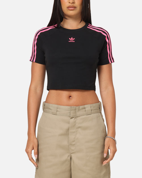 Adidas Women's 3-Stripes Baby T-Shirt Black/Lucid Pink