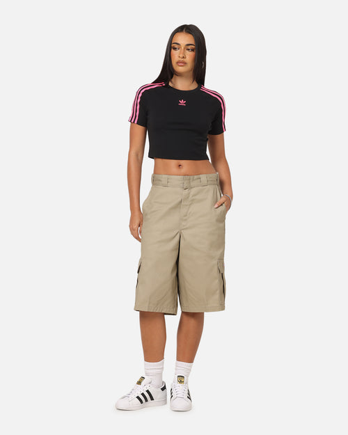 Adidas Women's 3-Stripes Baby T-Shirt Black/Lucid Pink