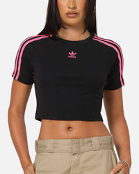 Adidas Women's 3-Stripes Baby T-Shirt Black/Lucid Pink