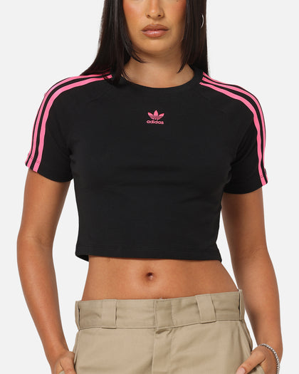 Adidas Women's 3-Stripes Baby T-Shirt Black/Lucid Pink