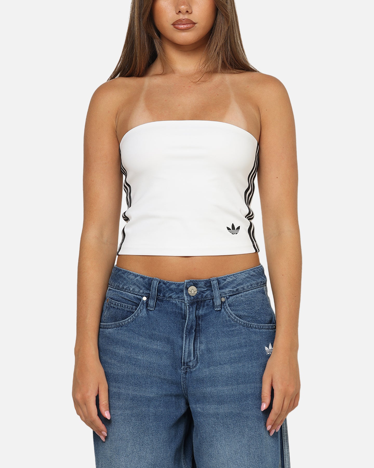 Adidas Women's 3-Stripes Tube Top White/Black | Culture Kings NZ