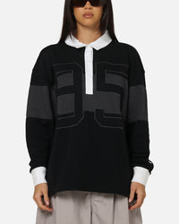 Nike Women's Sportswear Graphic Long Sleeve Polo Top Black/Anthracite