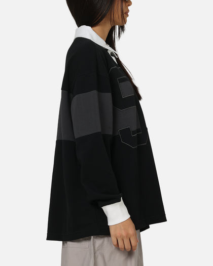 Nike Women's Sportswear Graphic Long Sleeve Polo Top Black/Anthracite