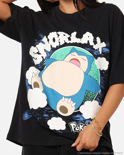 The Pokémon Collection By 73Studio Snorlax Vintage T-Shirt Off Black