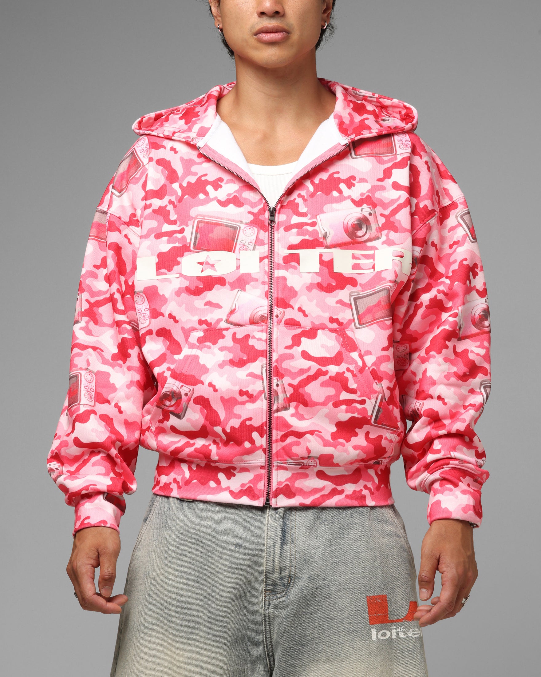 Loiter Digi Camo Zip Hoodie Pink Camo | Culture Kings NZ