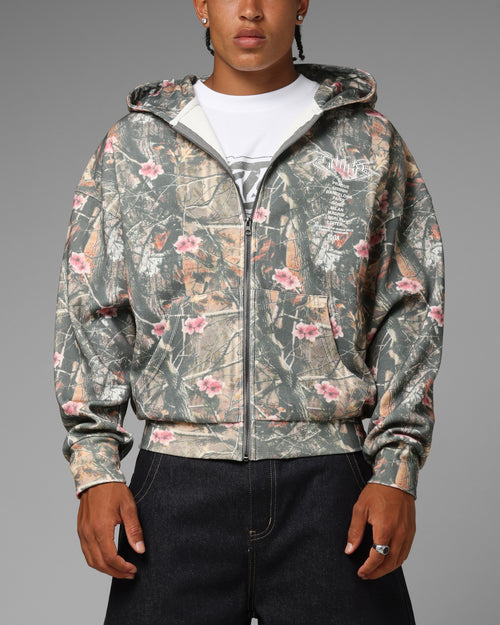 Loiter Waffle Zip Hoodie Pink Tree Camo