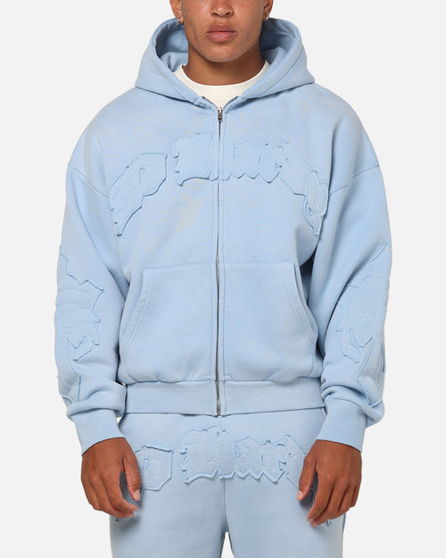 Ed Hardy Fray Zip Hoodie Blue