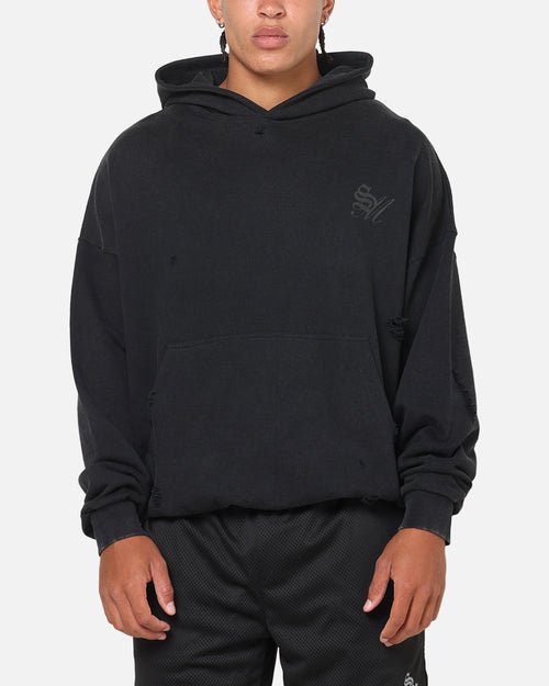 Saint Morta Distressed Hoodie Black Wash