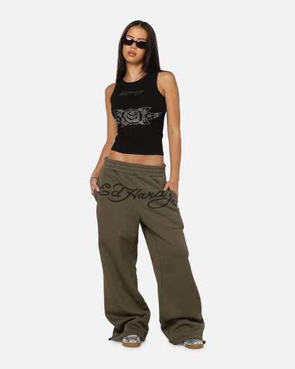 Ed Hardy Women's Rhinestone Rose Tank Black