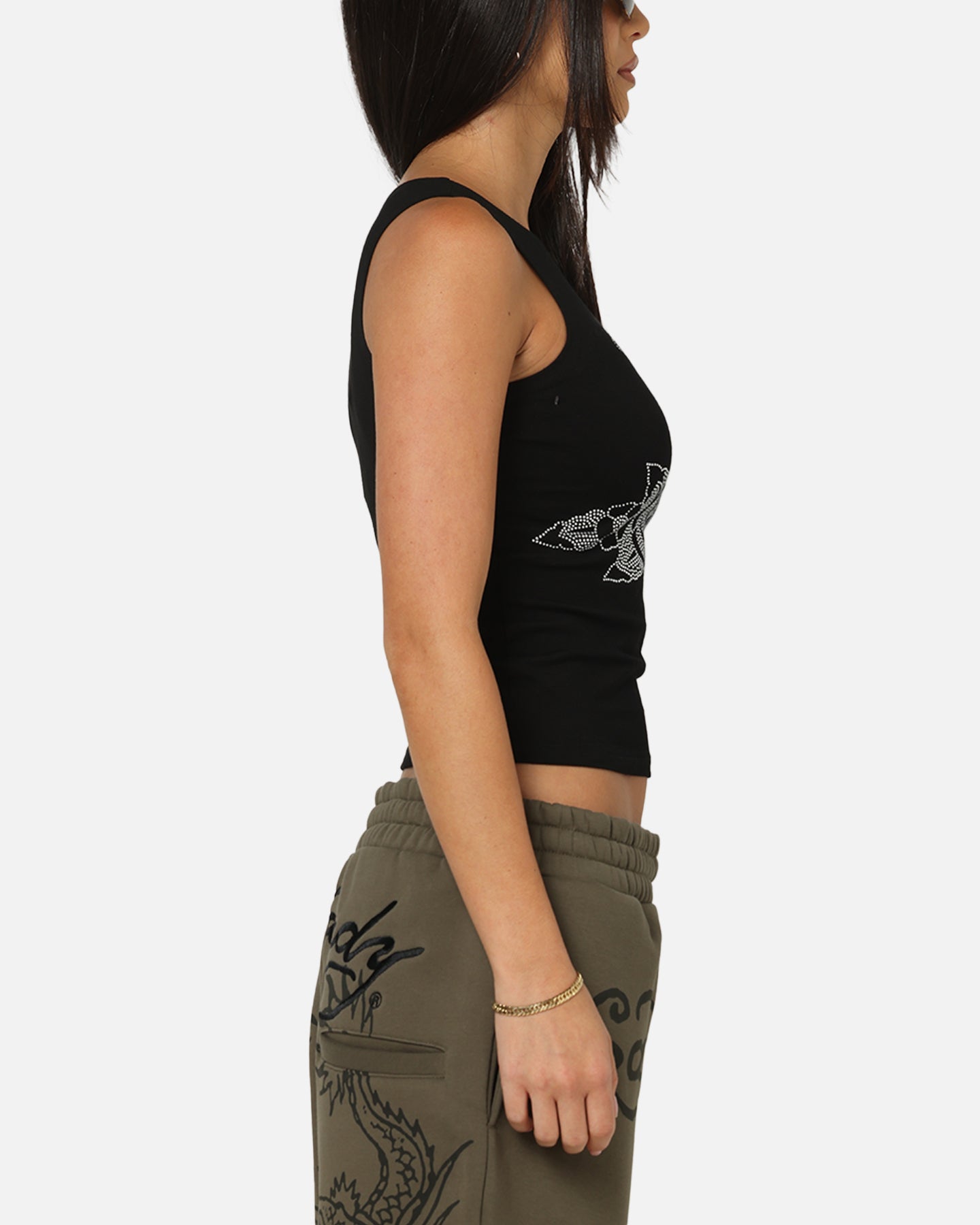 Ed Hardy ストーン レディース タンクトップ Ed Hardy Women's Rhinestone Rose Tank Black | Culture Kings NZ