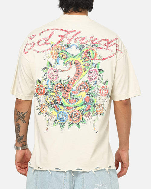 Ed Hardy Venom Rose T-Shirt Washed White