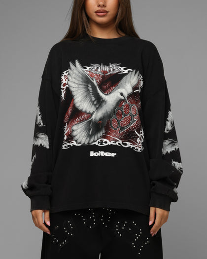 Loiter Dove Vintage Long Sleeve T-Shirt Black