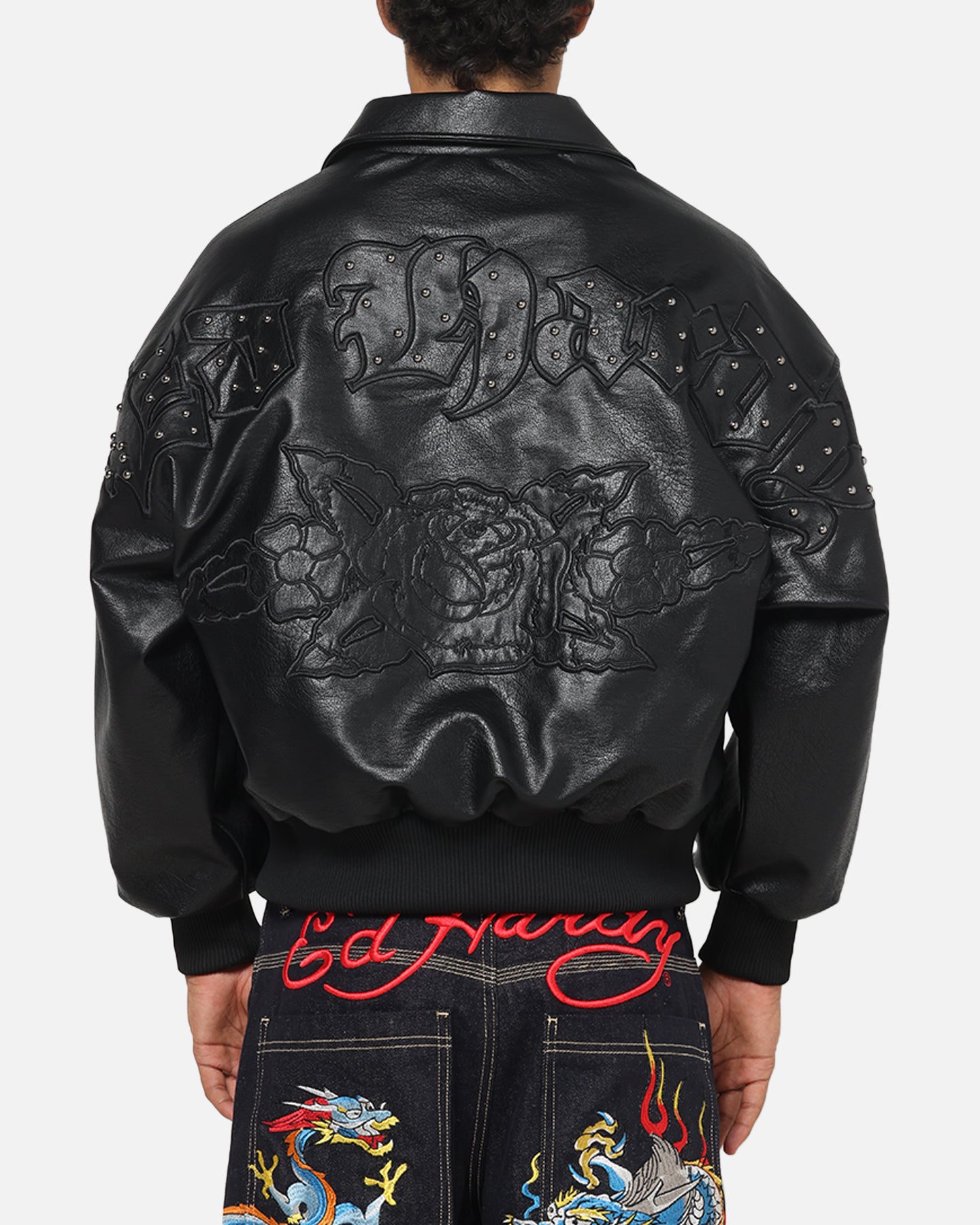 Ed Hardy Studded Bomber Jacket Black | Culture Kings NZ