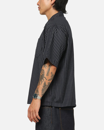 Carre Grid Button Up Shirt Navy Pinstripe