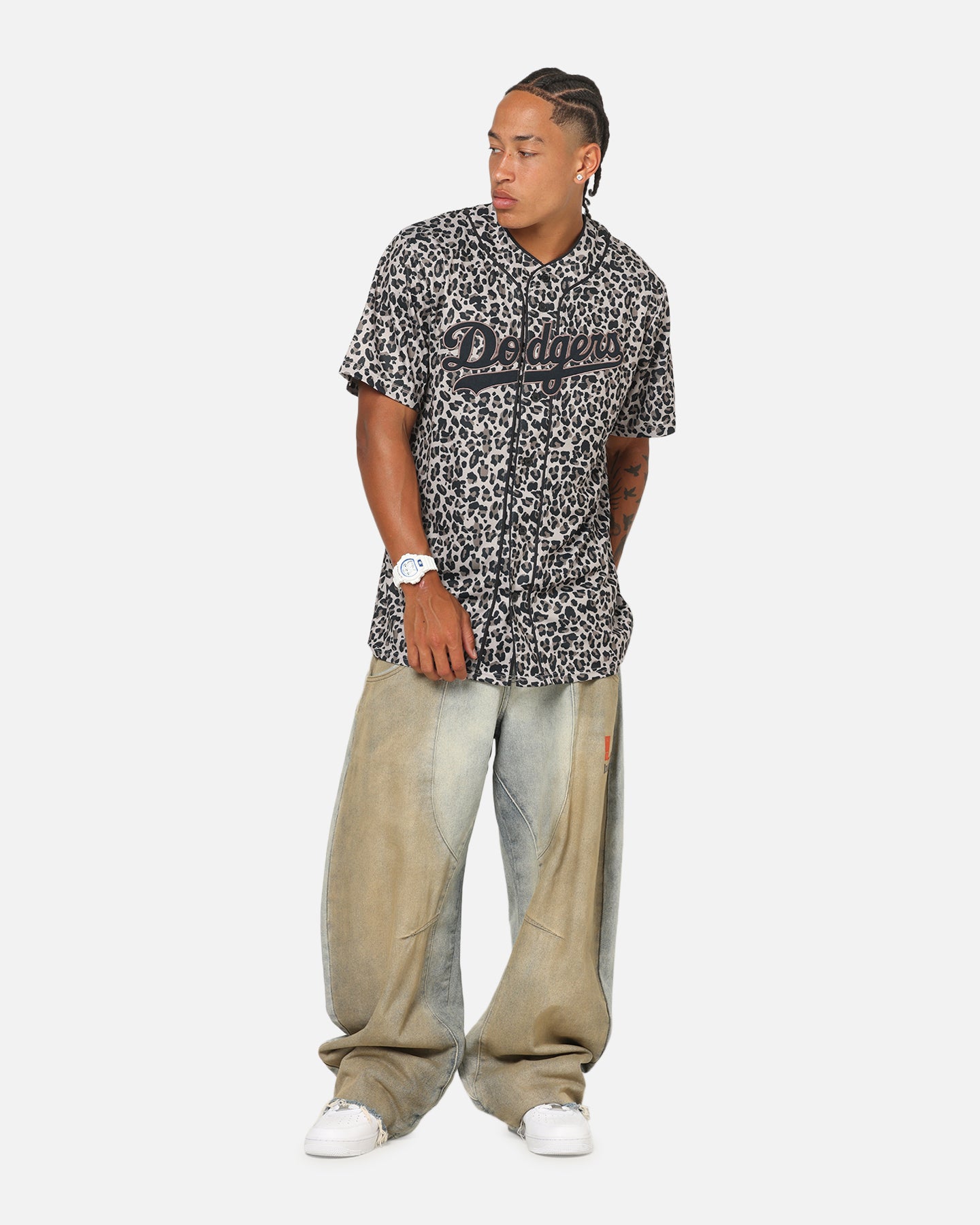 Majestic Athletic Los Angeles Dodgers Leopard Baseball Button Up