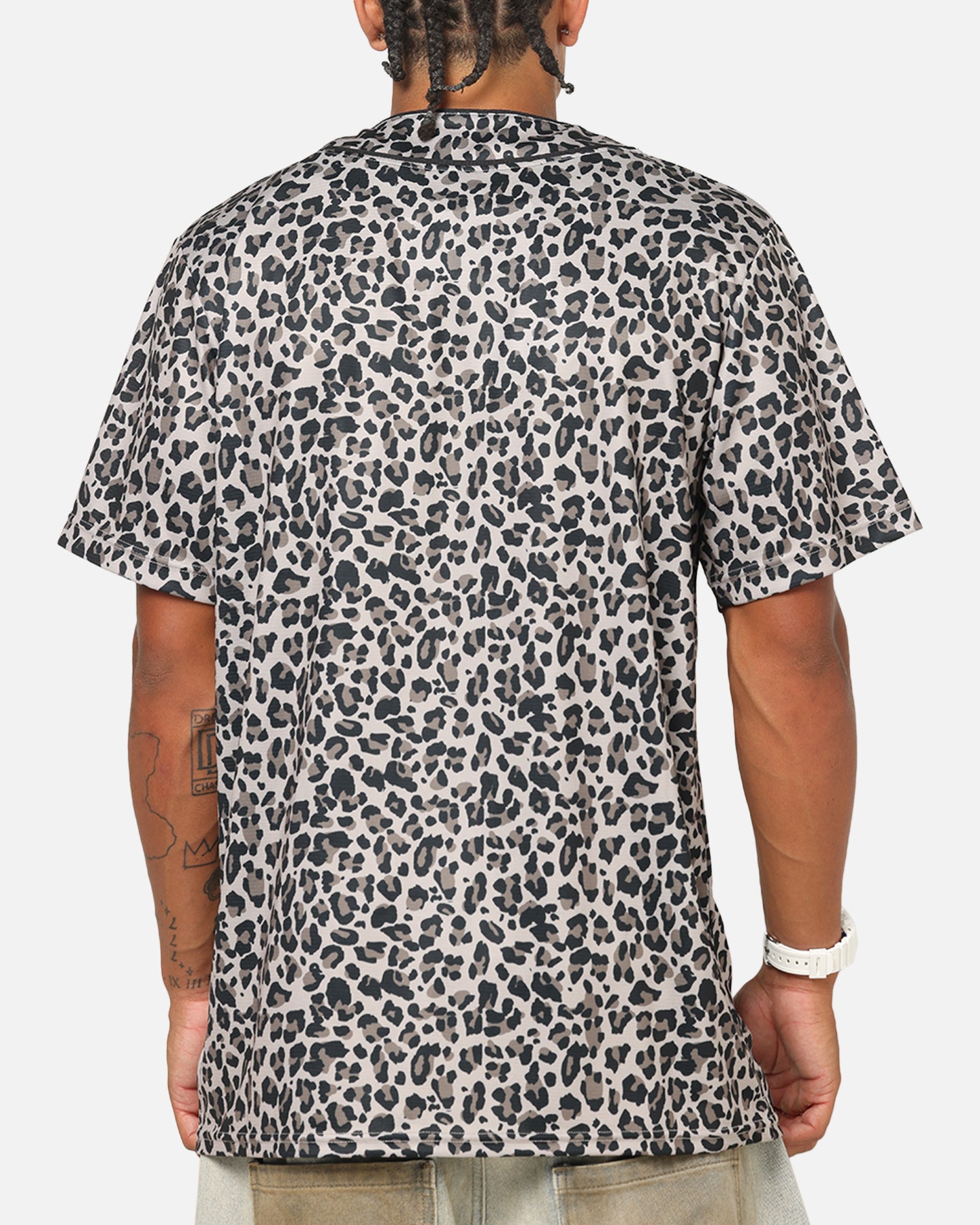 Los Angeles Dodgers ボタンアップシャツ Majestic Athletic Los Angeles Dodgers Leopard Baseball Button Up