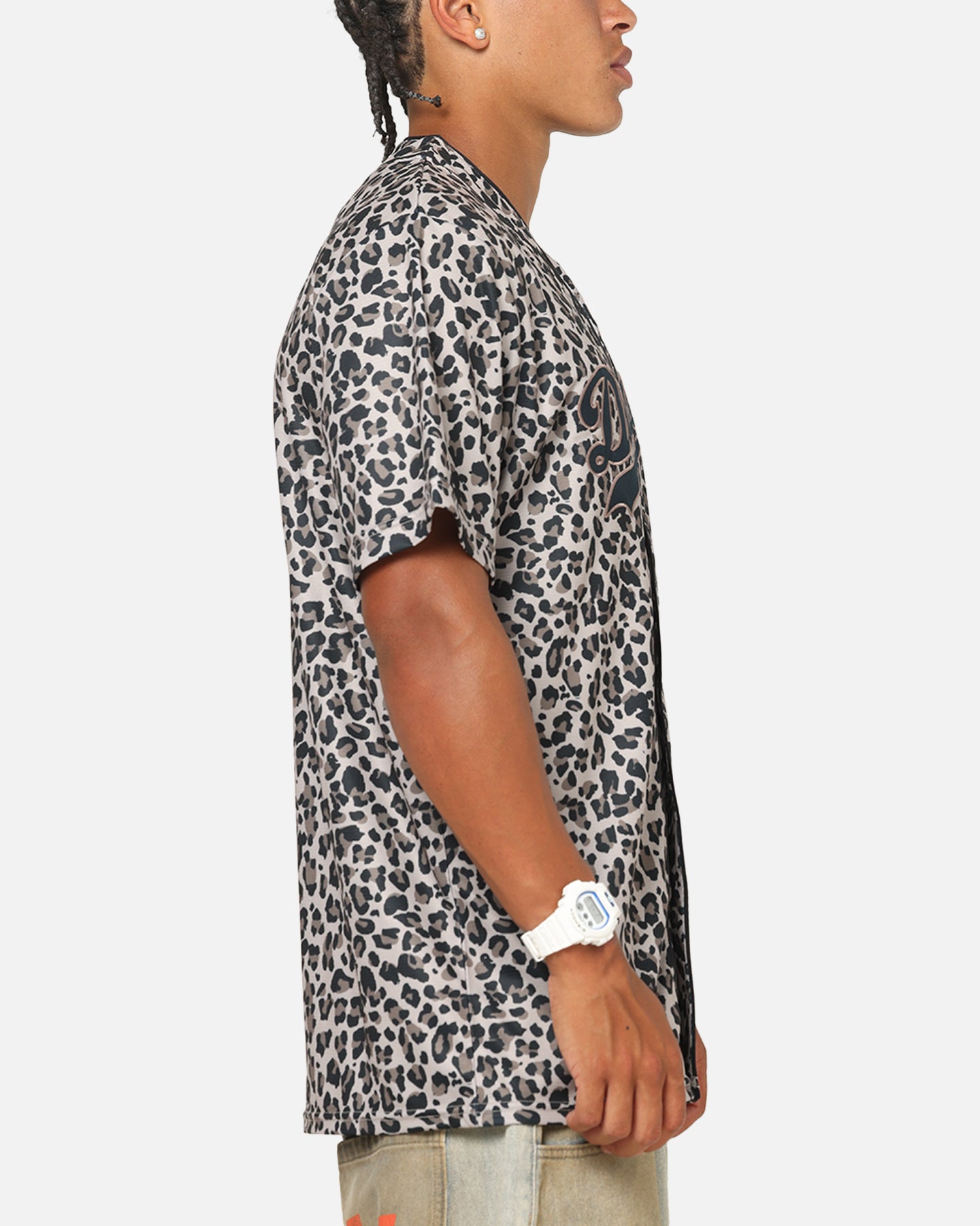 Los Angeles Dodgers ボタンアップシャツ Majestic Athletic Los Angeles Dodgers Leopard Baseball Button Up