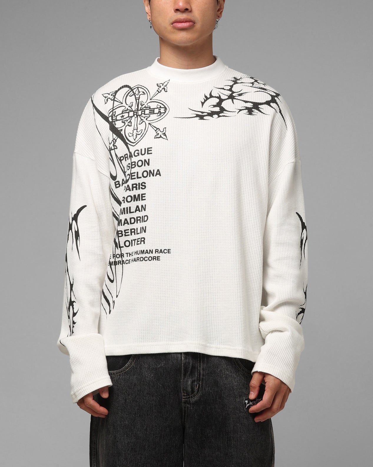 山*郎様 Jent Louis Rib Long Sleeve Tee ホワイト Loiter Cyber Thermal Long Sleeve T-Shirt Off White | Culture Kings NZ