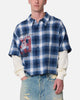 MNML Layered Thermal Button Up Long Sleeve Shirt Blue