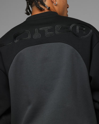 Loiter 4K Panel Crewneck Black