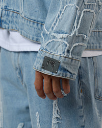 Revenge Spider Web Denim Jacket Blue