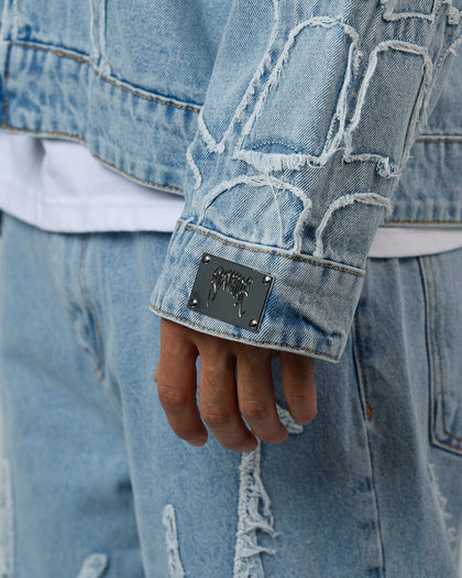 Revenge Spider Web Denim Jacket Blue