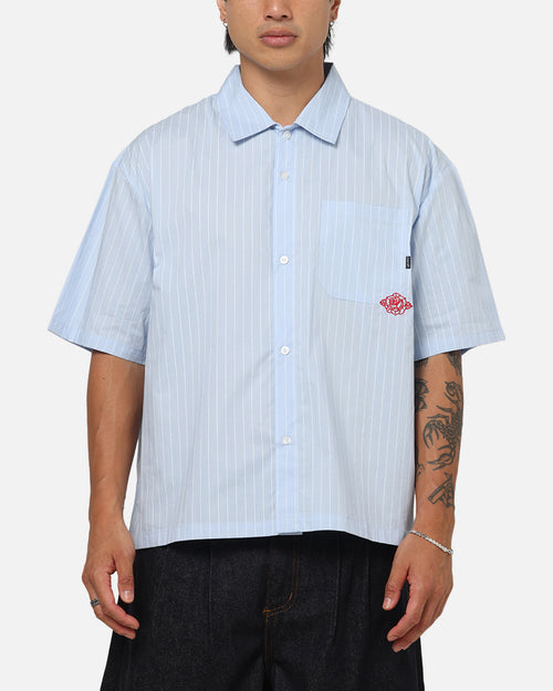 Carre Signature Rose Button Up Shirt Blue Pinstripe