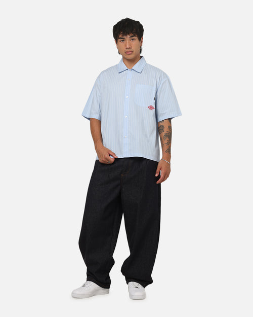 Carre Signature Rose Button Up Shirt Blue Pinstripe