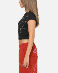 Ed Hardy Women's Cyber Rhinestone Baby T-Shirt Black